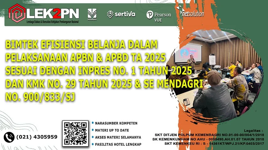 Bimtek Efisiensi Belanja Dalam Pelaksanaan APBN & APBD TA 2025 Sesuai dengan Inpres No. 1 Tahun 2025 dan KMK No. 29 Tahun 2025 & SE Mendagri No Bimtek Efisiensi Belanja Dalam Pelaksanaan APBN & APBD TA 2025 Sesuai dengan Inpres No. 1 Tahun 2025 dan KMK No. 29 Tahun 2025 & SE Mendagri No. 900/833/SJ