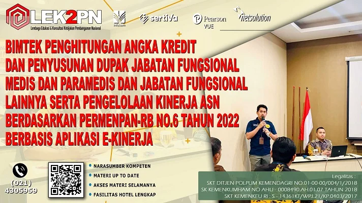 Bimtek-Penghitungan-Angka-Kredit Pengelolaan kinerja Aparatur Sipil Negara (ASN), khususnya dalam jabatan fungsional medis, paramedis, dan jabatan fungsional lainnya, menjadi bagian penting dalam sistem penilaian kinerja ASN di Indonesia. Untuk itu, pengelolaan angka kredit dan penyusunan DUPAK (Daftar Usulan Penetapan Angka Kredit) sangat penting untuk memastikan kelayakan kenaikan pangkat dan karir ASN.
